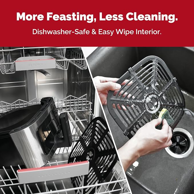 8.5QT Digital Air Fryer, XL Stainless Steel Oven for Family Meals | FAMILY SIZE: Large capacity air fryer for 4-8 people; PFAS-free coating, healthy & fast cooking，effortless dishwasher clean.