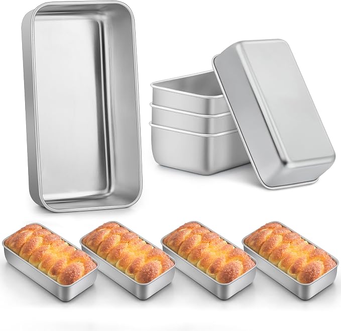 LIANYU 9 Pack Loaf Pans for Baking 9x5Inch, Baking Pans for Homemade Bread | Stainless Steel Meat Bread Baking Pans, Loaf Tin for Homemade Banana Sandwich Sourdough, No Coating, Dishwasher Safe