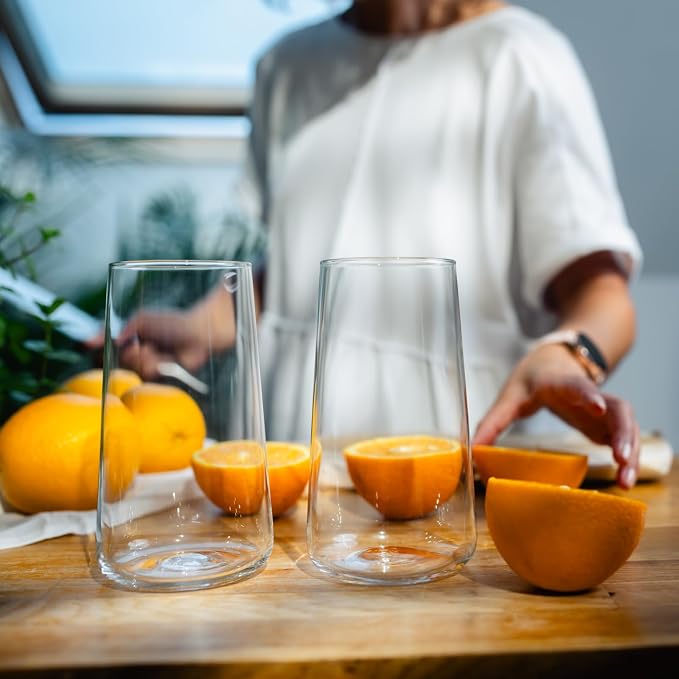 Krosno Water Glasses Set of 4, 20.3 oz, Infinity Collection | Highball Drinking Glasses, Lead-Free Crystal Glassware, Tapered Juice Glasses, Water Coctails Glass Set, Dishwasher Safe
