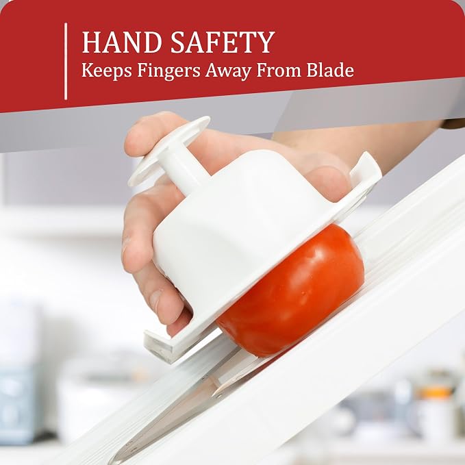 Borner by Reston Lloyd Food Safety Holder for Mandoline Slicers, Cutters & Graters, Protective Finger Guard for Safe Slicing & Grating, Made in Germany, White