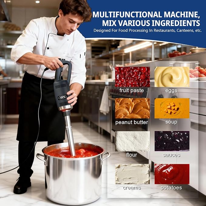 VONCI 500W Commercial Immersion Blender Handheld, 20" 304 Removable Shaft, Heavy Duty Stick Blender with Variable Speed 6000-20000RPM, Long Hand Mixer for Professional Kitchen Use.
