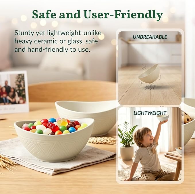Wheat Straw Small Bowls Dessert Bowls Set of 6 Unbreakable Ice Cream Bowls for Kitchen, Camping, RV, Dorm, Microwave & Dishwasher Safe Mini Bowls for Yogurt, Snack 10 OZ (Beige)