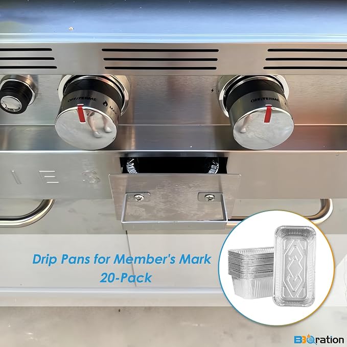 20-Pack Aluminum Drip Liner for Members Mark Grill Parts | Grease Catcher Drip Liner for Member's Mark 4-Burner Outdoor Flat Top Griddle and Pro Series 5-Burner Griddle Grease Tray