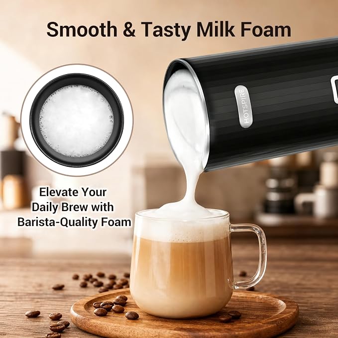 HOTSPIRE Milk Frother and Steamer, 6-in-1 Electric Milk Frother, Automatic Hot & Cold Foam Maker, Stainless Steel Nonstick Interior, 8.5oz, for Latte, Cappuccino