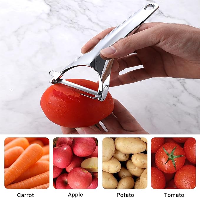 Vegetable Peeler Ergonomic Stainless Steel Handle for Potato Apple | Y-Shaped Swivel,Sharp Rustproof Blade,Built-in Potato Eye Remover,Fits Pumpkin Veggie, Peelers for Kitchen,Dishwasher Safe