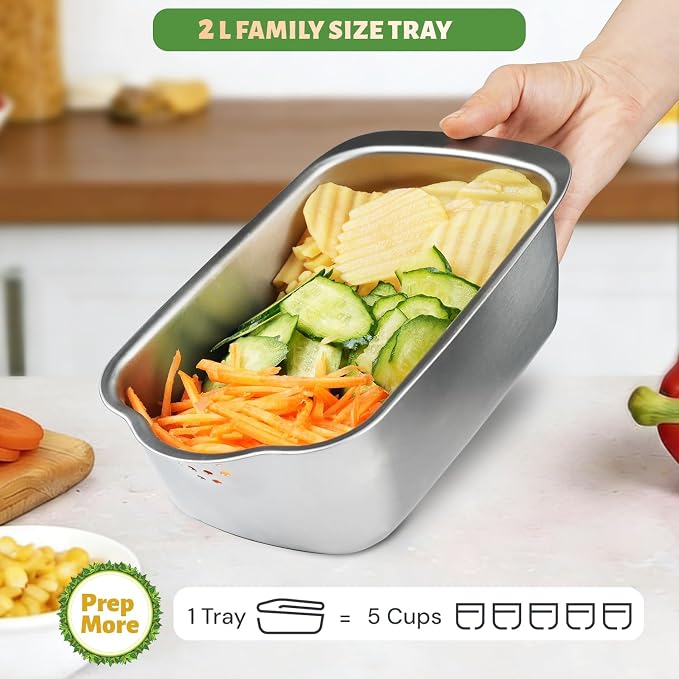 10 in1, 8 Blade Vegetable Chopper Food Grade Stainless Steel, Onion Mincer, Cutter, Dicer, Egg Slicer with Container, French Fry Cutter Potato Slicer, Home Essentials, Salad Chopper (Print Silver)