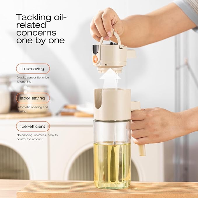 Large Advanced Olive Oil Sprayer for Cooking,2 in 1 Oil Dispenser for Kitchen Gadgets,600ml/20oz Oil Spray Bottle for Kitchen,Air Fryer,Salad,BBQ Refillable Oil SprayBottle with Fine Mist