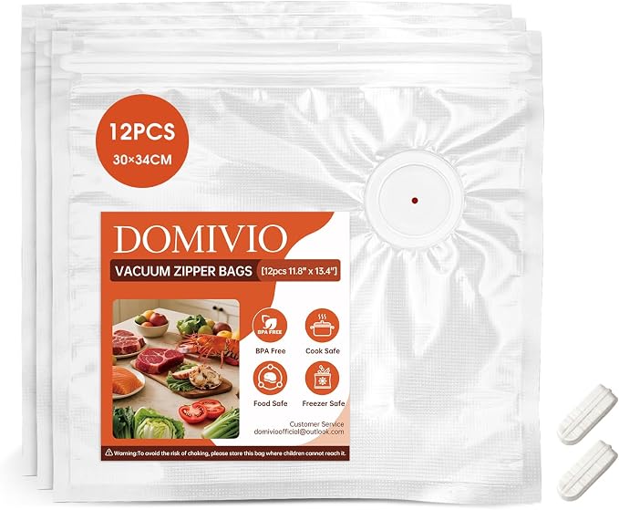 Reusable Vacuum Sealer Bags for Food, 12 Pack Large (11.8"x13.4") with 2 Clips, BPA-Free Vacuum Storage Bags, Freezer & Sous Vide Cooking, Compatible with Food Saver Vacuum Sealers