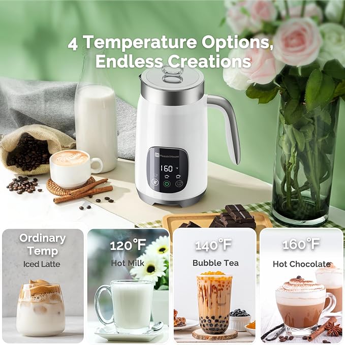 Maestri House 14OZ BasicFro 400 Milk Frother and Steamer | Variable Temp (4 Settings) & 3 Froth Thickness Levels, Touch Control with 6 Presets, Stainless Steel, Easy Clean
