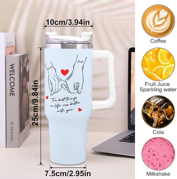 Personalized Tumbler Custom Vacuum Insulated Travel Mug Customizable Coffee Cup with Your Photos and Text Christmas Birthday Gift (40oz Design 8)