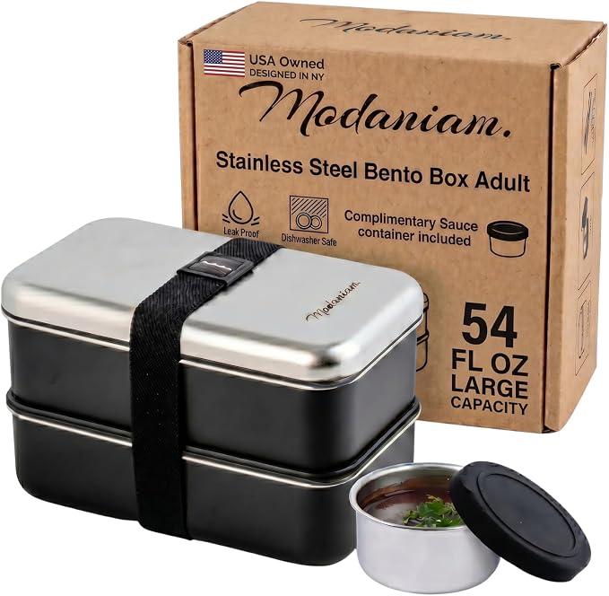 Leak Proof Stainless Steel Bento Box, Stainless Steel Lunch Box For Adults, Metal Bento Box, Japanese Lunch Container, Large With Compartment, Korean Bentobox, Non Toxic, Microwave Safe