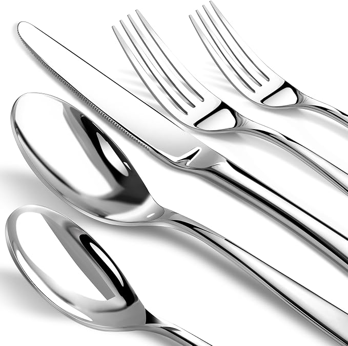 Silverware Set for 6, Heavy Duty Stainless Steel Silverware Set,30 Piece | Mirror Polished Premium Modern Cutlery Flatware Set include Fork Knife Spoon Set,Dishwasher Safe,Utensil set