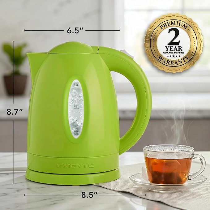 OVENTE 1.7L Electric Kettle with 1100W Fast Boiling Water, Green KP72G