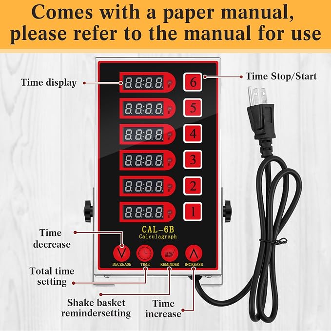 Relaxweex 1 Pack 6 Channel Kitchen Timers for Cooking, Commercial Digital Kitchen Timer with Loud Alarm, Large LCD Display, Restaurant Fryer, Chef, Baking Supplies