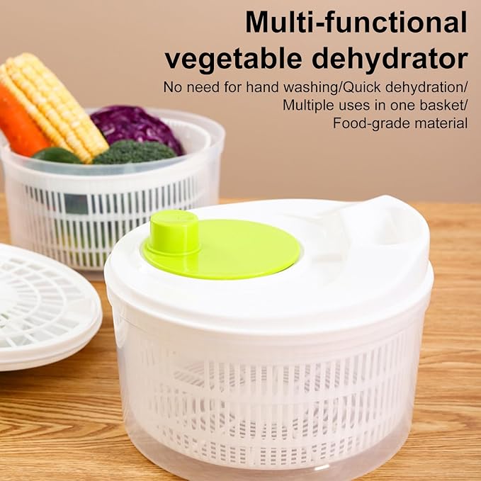 Salad Spinner,Vegetables Fruits Wash Bowl Large Capacity BPA Free Double Layer Detachable Manual Lettuce Spinner,Fruit and Vegetable Washer,Spin and Dry Salad Greens (Orange)