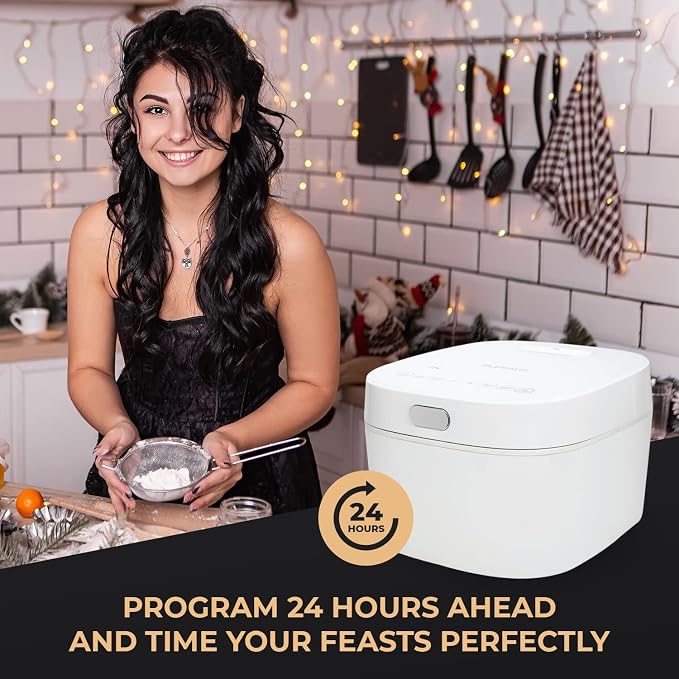 Buffalo SMART COOKER Induction Heating IH Rice Cooker and Warmer, 1 L, 5 cups of rice, Non-Coating inner pot, Efficient, Multiple function, White (5 cups) | Non-Stick 1L Electric Rice Maker, Warmer for White/Brown Rice, Grain - Easy-to-clean & Non-Coat...