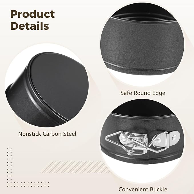 4 Inch Springform Pans, 8 Pcs Mini Springform Pans Set, Spring Form Pan For Cheesecake, 4 Pcs Round & 4 Pcs Heart Shaped Cake Pans, Non-Stick Carbon Steel, Removable Bottom