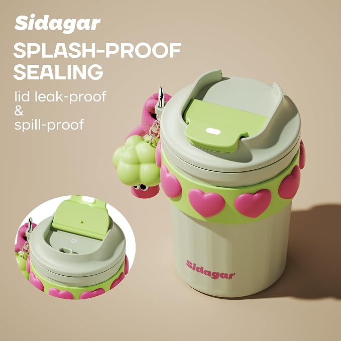 SDGA+ 12 oz Travel Coffee Mug Spill Proof Leak Proof, Stainless Steel Thermal Coffee Cup with Lid, Resuable Cup for Hot and Cold, Portable Tumbler for Women, Minty Matcha