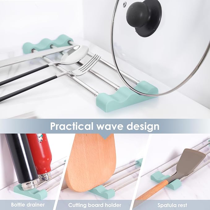 Tomorotec Adjustable Over-The-Sink Kitchen Rack, BPA-Free, Light Cyan | Holds 16.5 Lbs; For Dishcloths, Sponges, and Brushes - Heat-Resistant Stainless Steel with Slim, Expandable Design