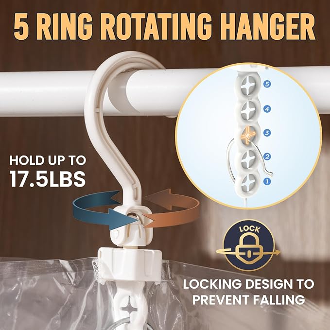TAILI Hanging Vacuum Storage Bags Clothes, Coats, Jackets,4 Long with Pump | Vacuum Seal Bags for Clothing, Space Saver Winter Clothes Storage Closet Organizer Garment Storage