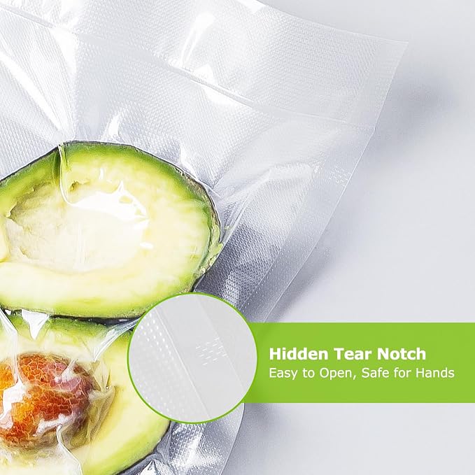 Bonsenkitchen Precut Vacuum Sealer Bags 100 Count, 8 in x 12 in Quart Size | Heavy Duty, BPA Free, Commercial Grade, Thick Embossed, Sous Vide, Freezer Safe, Universal Fit, VB3205