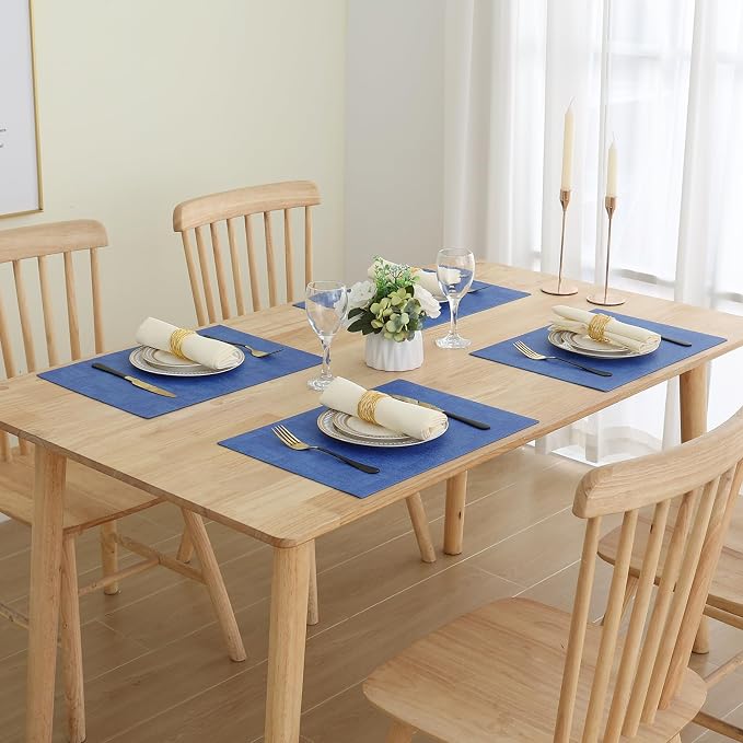 Homaxy PU Faux Leather Placemats for Dining Table, Set of 8, Sea Blue | Waterproof Wipeable Washable Table Mats, Easy to Clean Anti-Slip Place Mats, 11.8" x 17"
