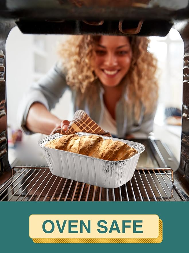NEEBAKE 110 Pack 6x3.5x2 Disposable Aluminum Loaf Pans with Lids - 1 Lb Mini Loaf Pans, Small Aluminum Tin Foil Baking Pan, Food Containers for Baking, Cakes, Bread, Meat, Loaves