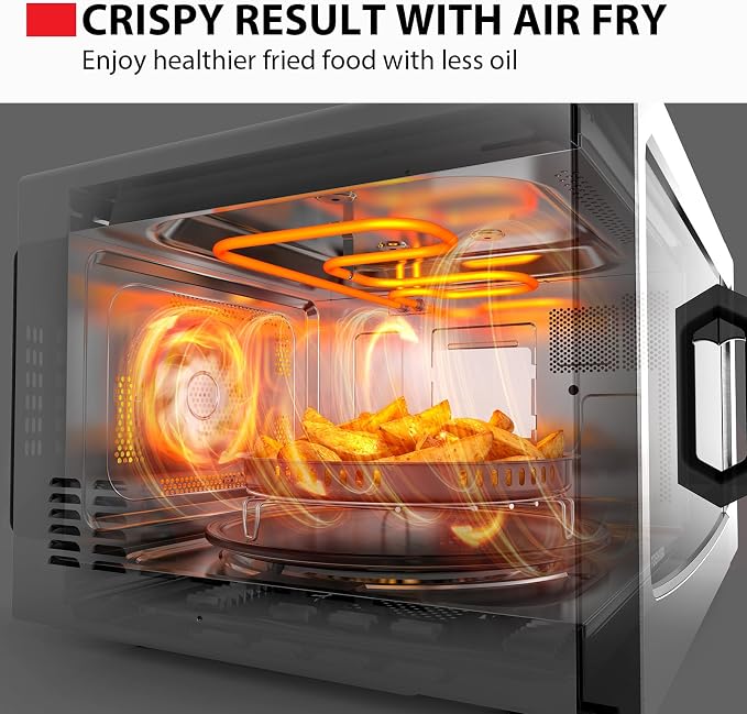 TOSHIBA 4-in-1 Countertop Microwave Oven with Air Fryer, 1.5 Cu.Ft, 1000W | Smart Sensor, Convection, Mute Function, Position Memory Turntable, for Home Kitchen, Black Stainless Steel