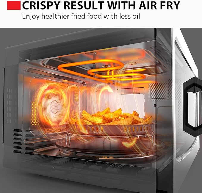 TOSHIBA 4-in-1 Microwave Oven with Air Fryer Combo, 1.5 Cu.Ft, 1000W | Smart Sensor, Convection, Mute Function, Position Memory Turntable, Countertop Use, Silver
