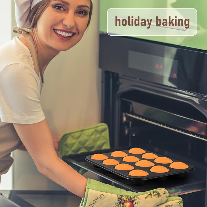 SiliFine 3 Pack Nonstick Muffin Pan Carbon Steel Cupcake Pan Muffin Tin Easy to Clean Tray Bakeware for Baking Cup Cake Cheesecake, 6, 12, and 24 Cup, Jumbo
