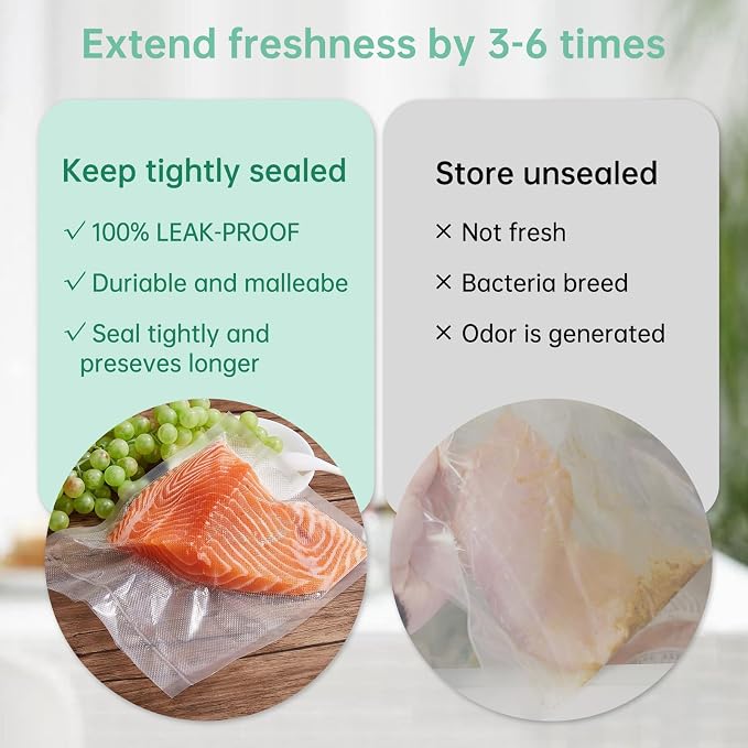 Vacuum Sealer Rolls Bags Compatible with Anova Culinary Vacuum Sealer Machine, 2 Packs 11" x 16.4' Commercial Grade, BPA Free Food Vac Bags for Food Storage, Sous Vide