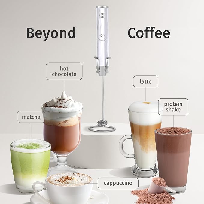 Zulay Kitchen Rechargeable Milk Frother Handheld - Frother Wand, Drink Mixer, Electric Whisk Frother, for Cappuccinos, Matcha & Protein Powder - Lux Double Whisk 2 Speed Waterproof 2000mAh Marble