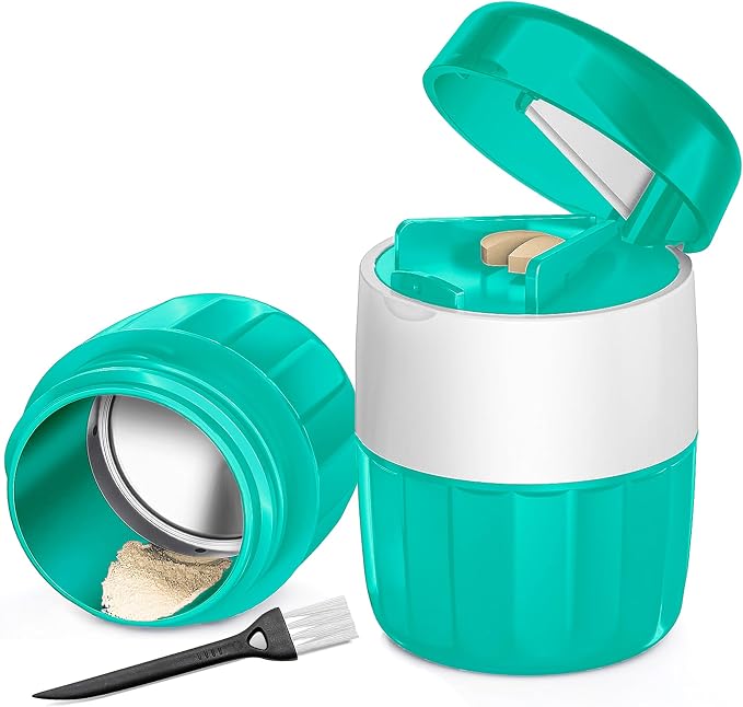 DUBSTAR 3-in-1 Pill Crusher Fine Powder Pill Grinder Pill Cutter Green | Pill Crushers for Elderly and Pet with Pill Storage and Brush, Pill Splitter for Small or Large Pills