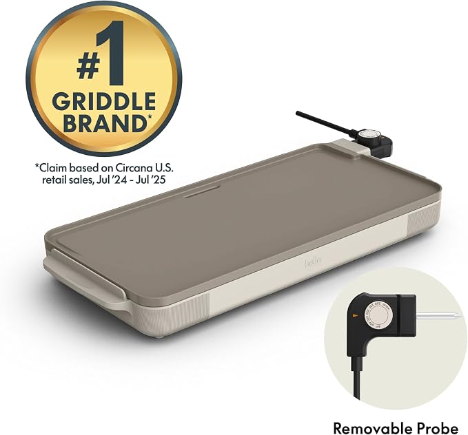 bella 10"x20" Ceramic Griddle, Oatmilk