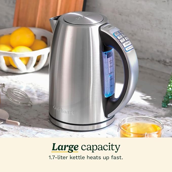 Cuisinart PerfecTemp 1.7-Liter Electric Kettle, Cordless Electric Tea Kettle, 1500W for Fast Heat-Up, 6 Preset Temperatures, 30-Minute Keep Warm, Stay Cool Nonslip Handle, Red Stainless