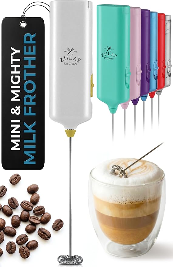 Mini & Mighty Milk Frother Wand – Powerful Handheld Coffee Frother, Battery Operated Drink Mixer – Compact Pocket Size – Detachable Whisk for Latte, Cappuccino, Matcha, Hot Chocolate