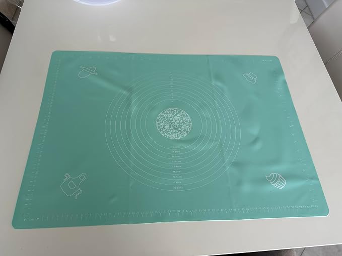 BAKING MAT, SILICONE MAT FOR BAKING, GOOD FOR CHALLAH, PIZZA, ANY DOUGH, CANDY, CHOCOLATE, BEST KITCHEN ACCESSORIES, IT WILL STICK TO YOUR COUNTER (BLUE)