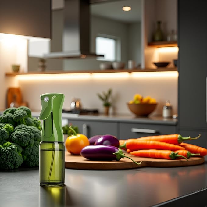 Oil Sprayer for Cooking, 150ml Glass Olive Oil Sprayer, Fine Mist Spray Bottle for Air Fryer, Nonstick Frying, Salad, BBQ, Refillable Kitchen Oil Spray (PS64202)