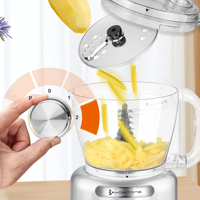 Homtone 16 Cup Food Processor Large 9-IN-1 Veggie Chopper for Dough, Fries | Large Capacity for Family Meal Prep, Cheese Grate, Slice, Meat Chop, Knead,Emulsify, Dishwasher Safe