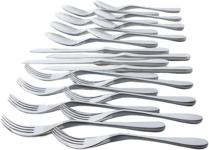 Knork Original Cutlery Utensils Flatware Set, 20 Piece (Service for 4), Duo Silver