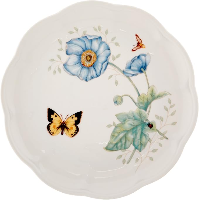 Lenox Butterfly Meadow Porcelain 18-Piece Dinnerware Set for 6 | ceramic, dishwasher safe, microwave safe | plates and bowls sets for kitchen and dining | 10.75 inch plate