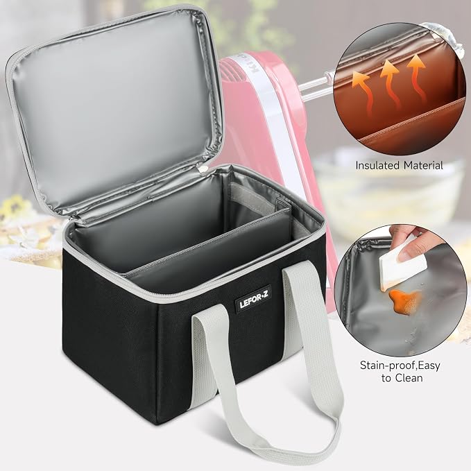 Carrying Bag Case Fits for KitchenAid 5/6/7/9 Ultra Power Speed Hand Mixers | Hand Mixer Travel Bag Portable Storage Organized Case Fits for Kitchen Aid Mixer Accessories,Black(Bag Only)