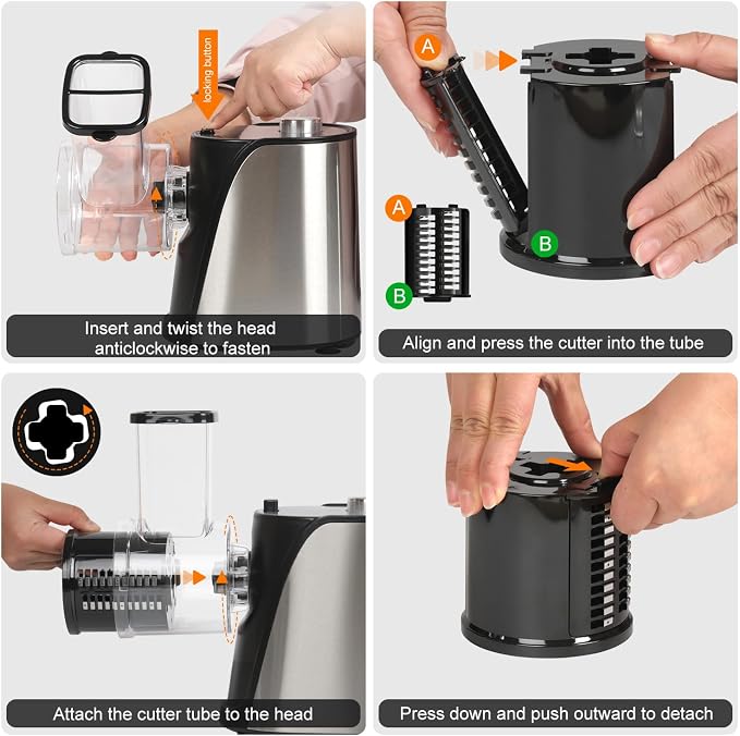 5-in-1 Electric Vegetables Chopper 250W Food Processor Veggie | Large Feed Chute, One-Touch Operation Slicer Shredder Grater for Carrots, Potatoes, Nuts, Crackers