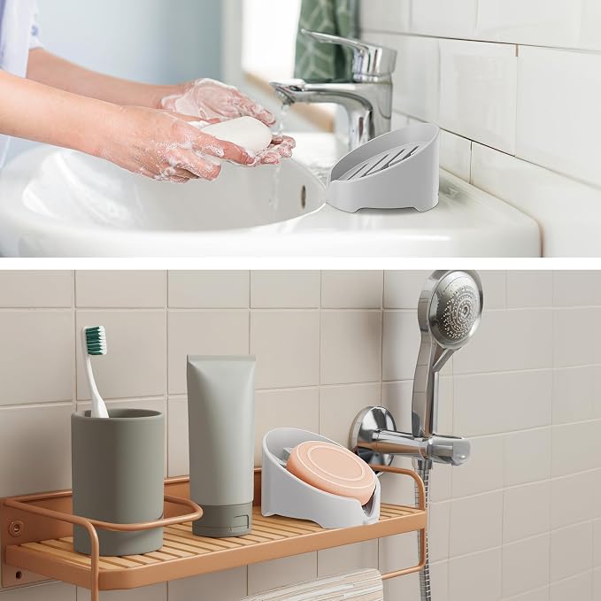 NiHome Silicone Sponge Holder for Kitchen Sink, Fits Scrub Daddy Mommy | Self-Draining Dispenser Organizer Tray, Sink Caddy Countertop Fits Soaps, Scrubber, Dishwasher Safe, Includes Brush