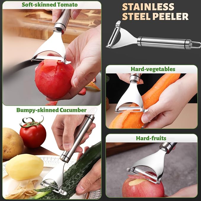 10 in1, 8 Blade Vegetable Chopper Food Grade Stainless Steel, Onion Mincer, Cutter, Dicer, Egg Slicer with Container, French Fry Cutter Potato Slicer, Home Essentials, Salad Chopper (Print Silver)