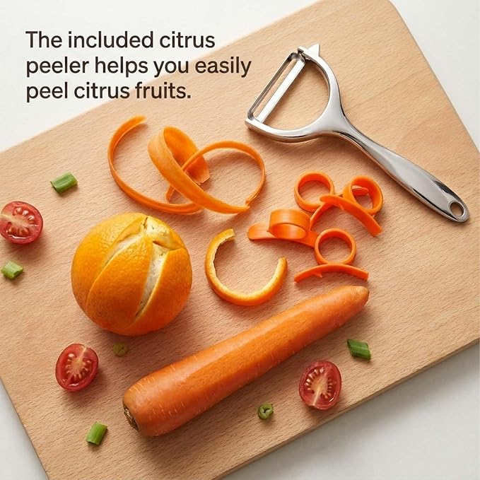 Vegetable Peeler for Kitchen with 2 Orange Citrus Peelers 1 Brush | Ultra Sharp Stainless Steel Swivel Blade,Non-Slip Left Hand Friendly, Easy Peeling for Potatoes, Carrots, Apples and Fruits