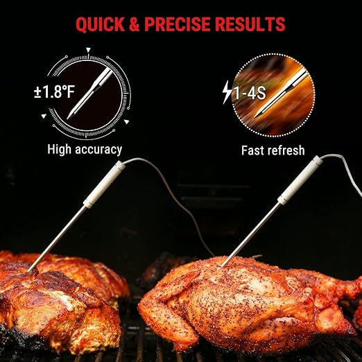 TempPro TempSync 500FT Wireless Meat Thermometer for Grilling and Smoking | RF Technology, 2 Probes, Alarms, Large Backlit Display, Smoker BBQ Kitchen Food Thermometer for Meat Turkey Cooking Gift