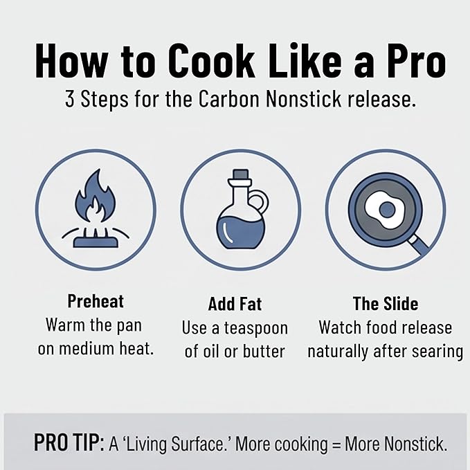 Misen Carbon Nonstick™ Skillet - Nitrided Carbon Steel - Professional Alternative to Teflon - 1100°F High Heat Ready - Easy Release - Induction, Oven, & Grill Safe - 10 Inch