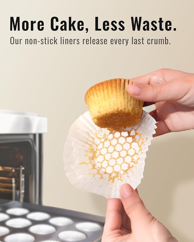 Bake Choice 200pcs Standard Cupcake Liners for Baking, White Muffin Liners | Upgraded Paper, Balance Non-Stick & Non-Slip, Greaseproof Parchment Paper, Cupcake Wrapper for Party, Wedding, Christmas
