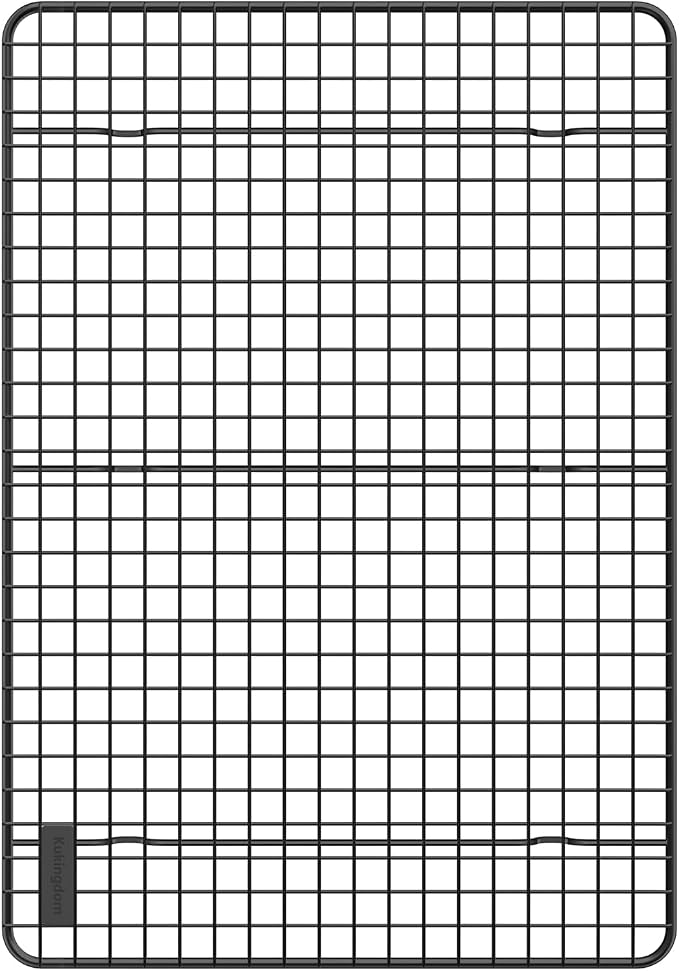 Cooling Rack,Heavy Duty 16.5'' x 11.8'' Wire Rack for Cooking and Baking | Fits Half Sheet Pans,Dense Cross-Hatched Grid,Thick Frame,for Baking Cookies,Cakes,Bread,Roasting and Oven Cooking-Black